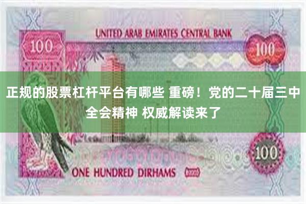 正规的股票杠杆平台有哪些 重磅！党的二十届三中全会精神 权威解读来了