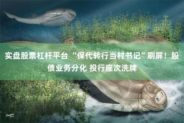 实盘股票杠杆平台 “保代转行当村书记”刷屏！股债业务分化 投行座次洗牌
