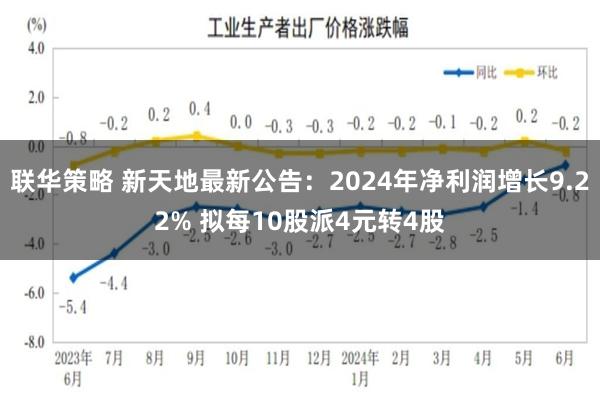 联华策略 新天地最新公告：2024年净利润增长9.22% 拟每10股派4元转4股