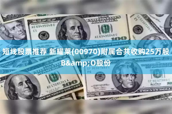 短线股票推荐 新耀莱(00970)附属合共收购25万股B&O股份