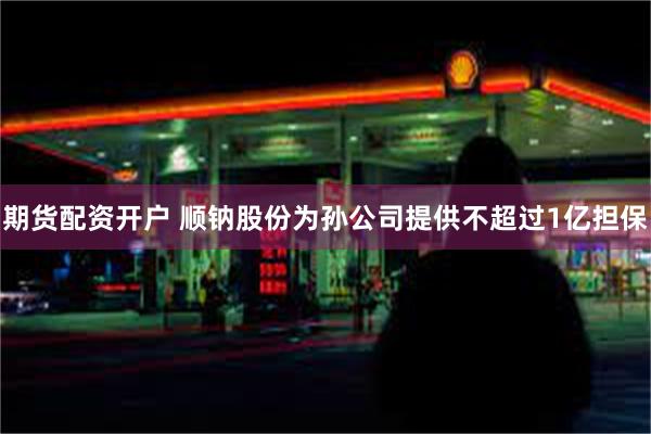 期货配资开户 顺钠股份为孙公司提供不超过1亿担保