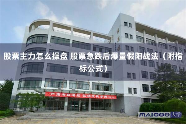 股票主力怎么操盘 股票急跌后爆量假阳战法（附指标公式）