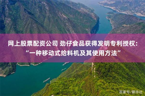 网上股票配资公司 劲仔食品获得发明专利授权：“一种移动式给料机及其使用方法”